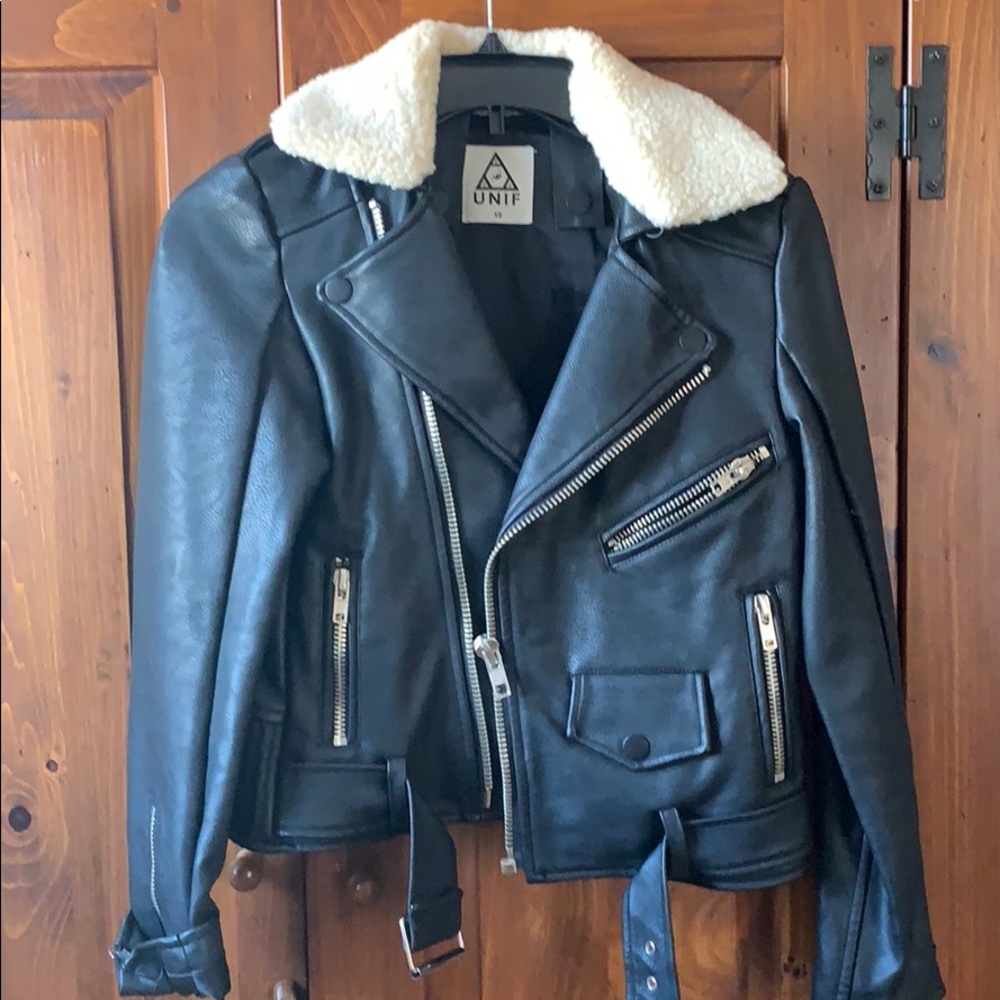 UNIF black faux leather jacket.